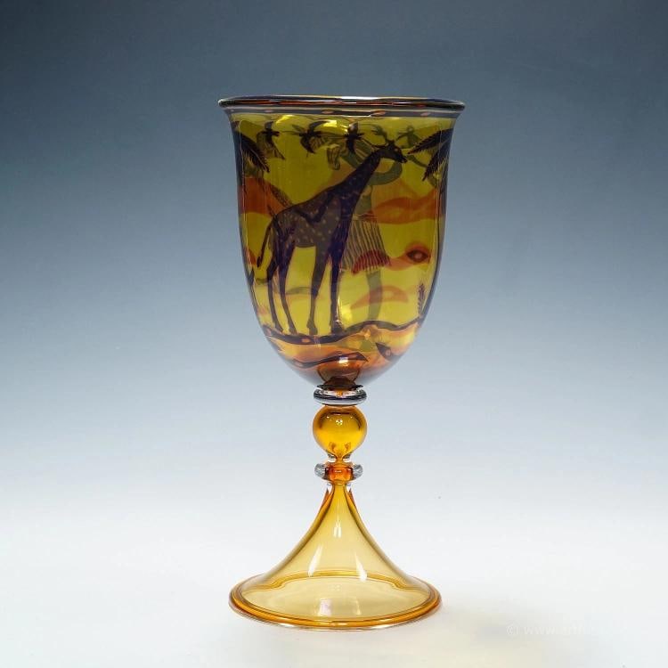 Art Glass Graal Goblet by Wilke Adolfsson 1988 (1 of 3)
