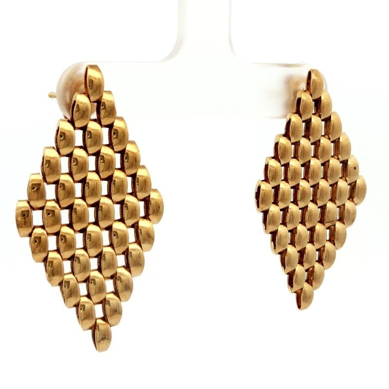 Retro Link Drop Earrings In 18k Yellow Gold - 2