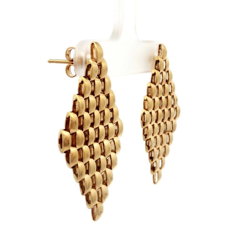 Retro Link Drop Earrings In 18k Yellow Gold - 3