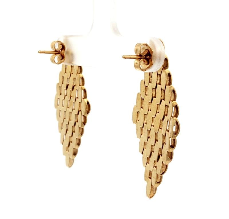 Retro Link Drop Earrings In 18k Yellow Gold - 5
