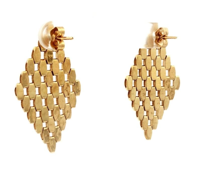 Retro Link Drop Earrings In 18k Yellow Gold - 6