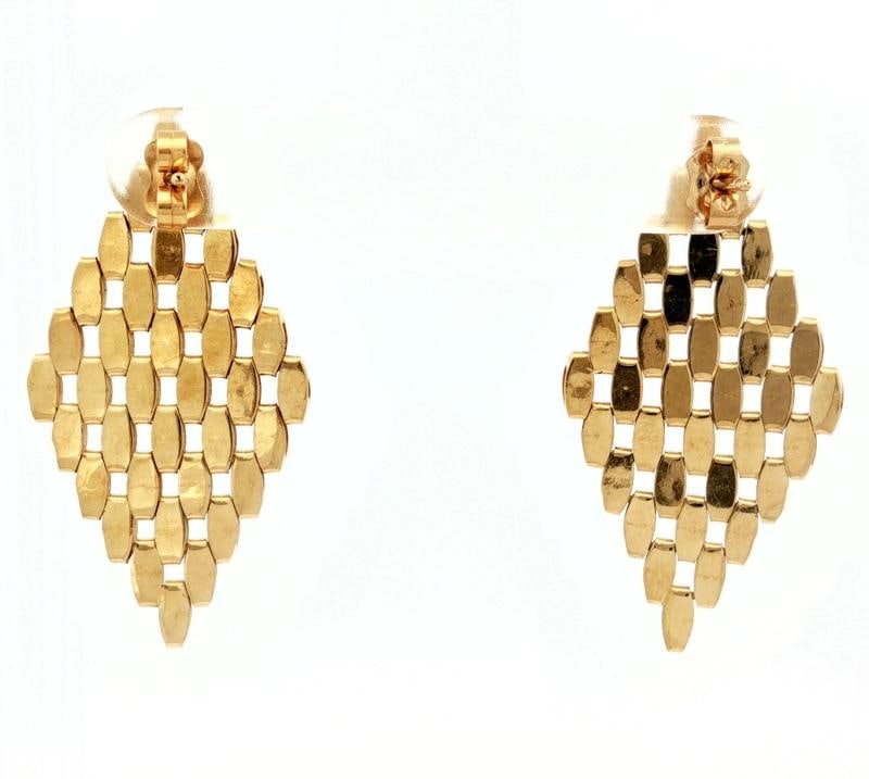Retro Link Drop Earrings In 18k Yellow Gold - 7