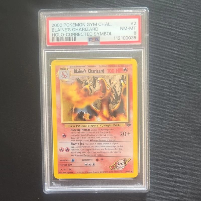 PokÃƒÂ©mon TCG Blaine's Charizard Holo Corrected Symbol PSA 8 Gym Challenge 2/13 (1 of 5)