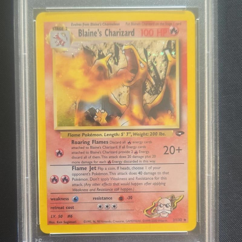 PokÃƒÂ©mon TCG Blaine's Charizard Holo Corrected Symbol PSA 8 Gym Challenge 2/13 - 3