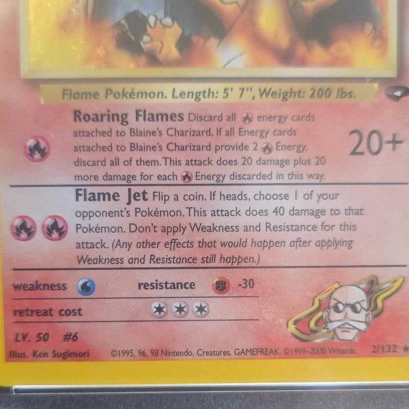 PokÃƒÂ©mon TCG Blaine's Charizard Holo Corrected Symbol PSA 8 Gym Challenge 2/13 - 4