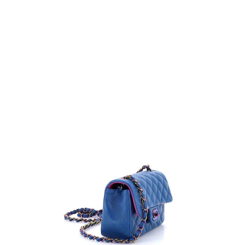 Chanel Classic Single Flap Bag Quilted Lambskin with Rainbow Hardware Mini - 2