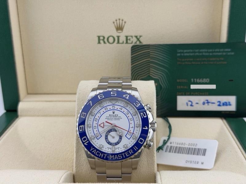 Rolex Yacht Master II 116680 44mm Mercedes Hands Blue Ceramic Steel Box Paper: Condition: Pre-owned - Excellent,Bezel Color: Blue,Movement: Mechanical (Automatic),Year Manufactured: 2020-Now,With Papers: Yes,Band/Strap: Rolex Oyster,Reference Number: 116680,Brand: Rolex,Case