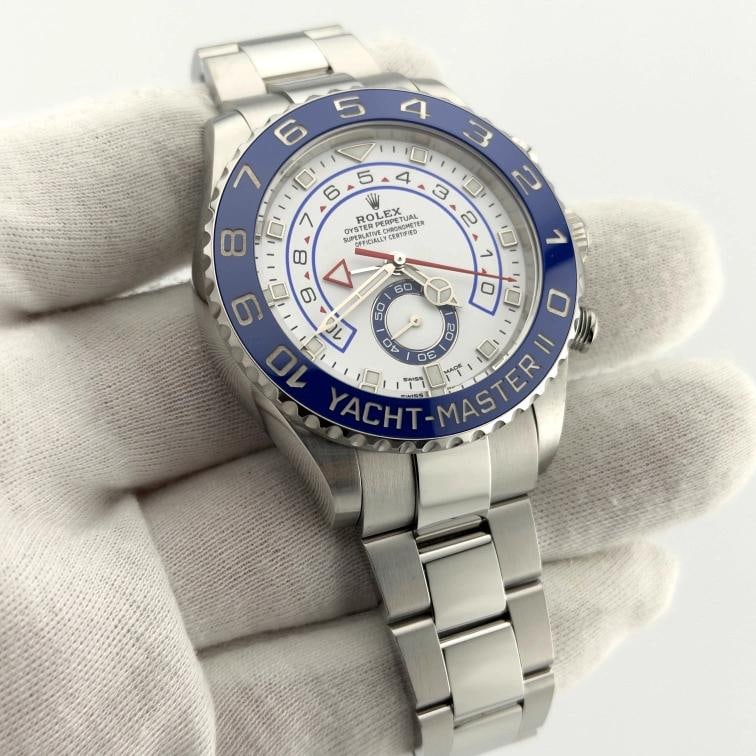 Rolex Yacht Master II 116680 44mm Mercedes Hands Blue Ceramic Steel Box Paper - 3