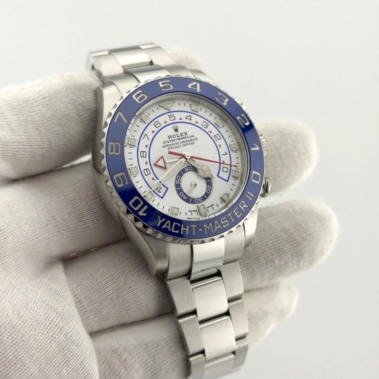 Rolex Yacht Master II 116680 44mm Mercedes Hands Blue Ceramic Steel Box Paper - 4