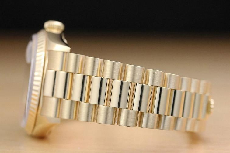 ROLEX MENS DAY DATE 18238 PRESIDENT 18K YELLOW GOLD BLUE FACTORY DIAMOND WATCH - 5