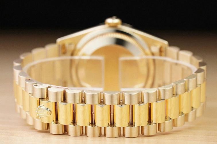 ROLEX MENS DAY DATE 18238 PRESIDENT 18K YELLOW GOLD BLUE FACTORY DIAMOND WATCH - 7