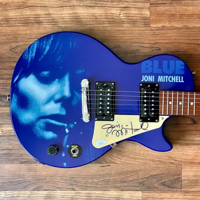 JONI MITCHELL Signed Guitar Custom 1/1 Graphics JSA COA BLUE BOTH SIDES NOW: Industry: Music,Signed: Yes,Autograph Authentication: James Spence (JSA),Object Type: Guitar & Guitar Pick,Original/Reproduction: Original,Country of Origin: United States