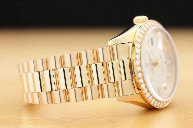 ROLEX MENS DAY DATE PRESIDENT 18238 FACTORY DIAL 18K GOLD WATCH + 1.60 CT BEZEL - 8
