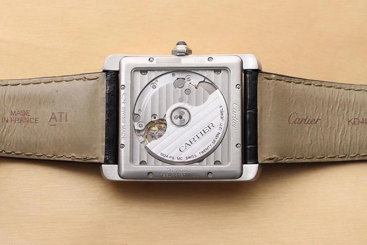 CARTIER TANK MC W5330004 34MM BLACK ROMAN STAINLESS STEEL LEATHER WATCH - 10