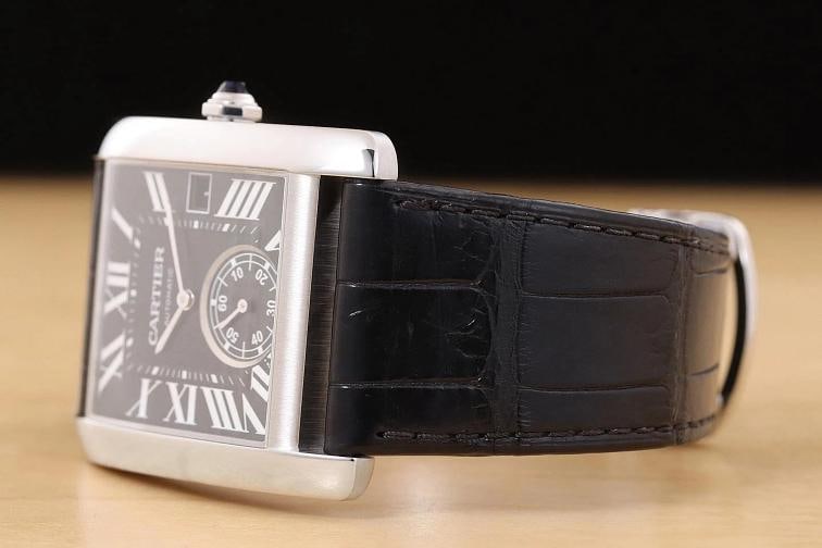 CARTIER TANK MC W5330004 34MM BLACK ROMAN STAINLESS STEEL LEATHER WATCH - 4
