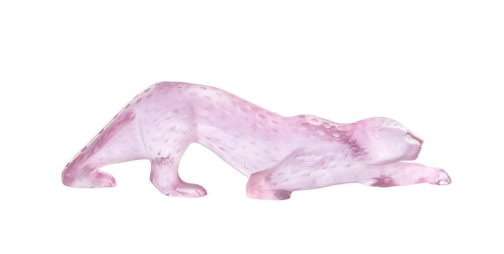Lalique Zeila Panther Large Sculpture Pink Crystal Ref. 10801900-Official Items: Lalique Zeila Panther Large Sculpture Pink Crystal Ref. 10801900-Official Items Pink Crystal Dimensions: H 11 cm x L 36.5 cm x W 17.5 cm Handcrafted in France Product Sold and Shipped in Original Pack