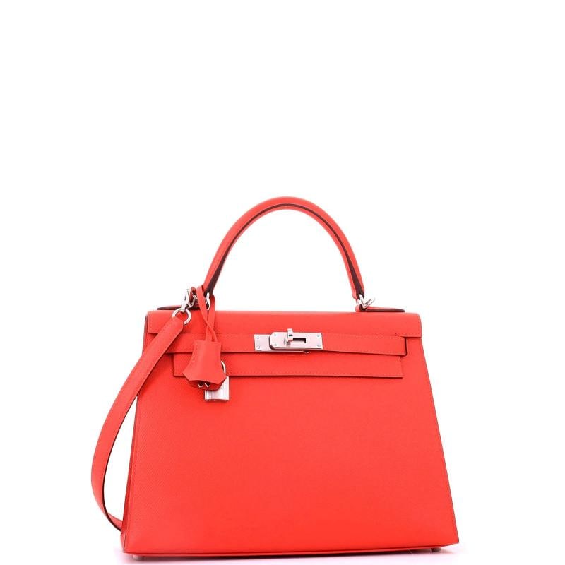 Hermes Kelly Handbag Orange Epsom with Palladium Hardware 28 - 2
