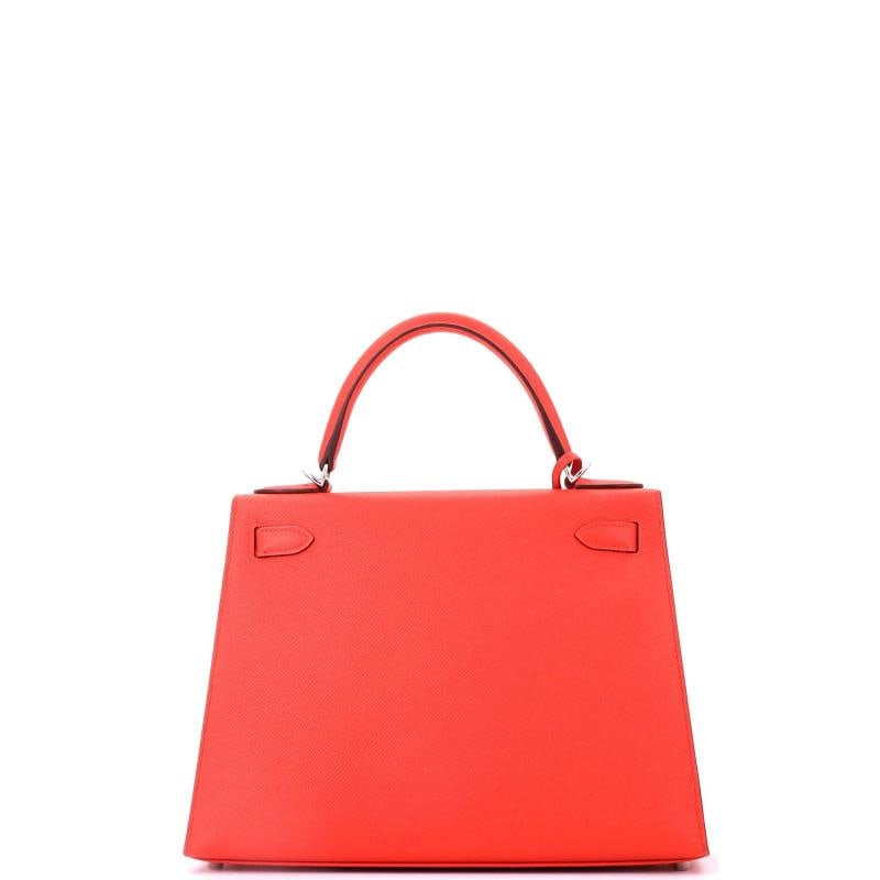 Hermes Kelly Handbag Orange Epsom with Palladium Hardware 28 - 3