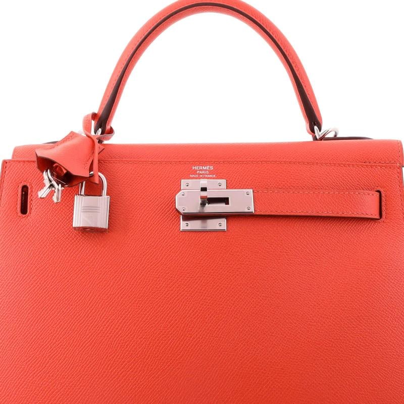 Hermes Kelly Handbag Orange Epsom with Palladium Hardware 28 - 5