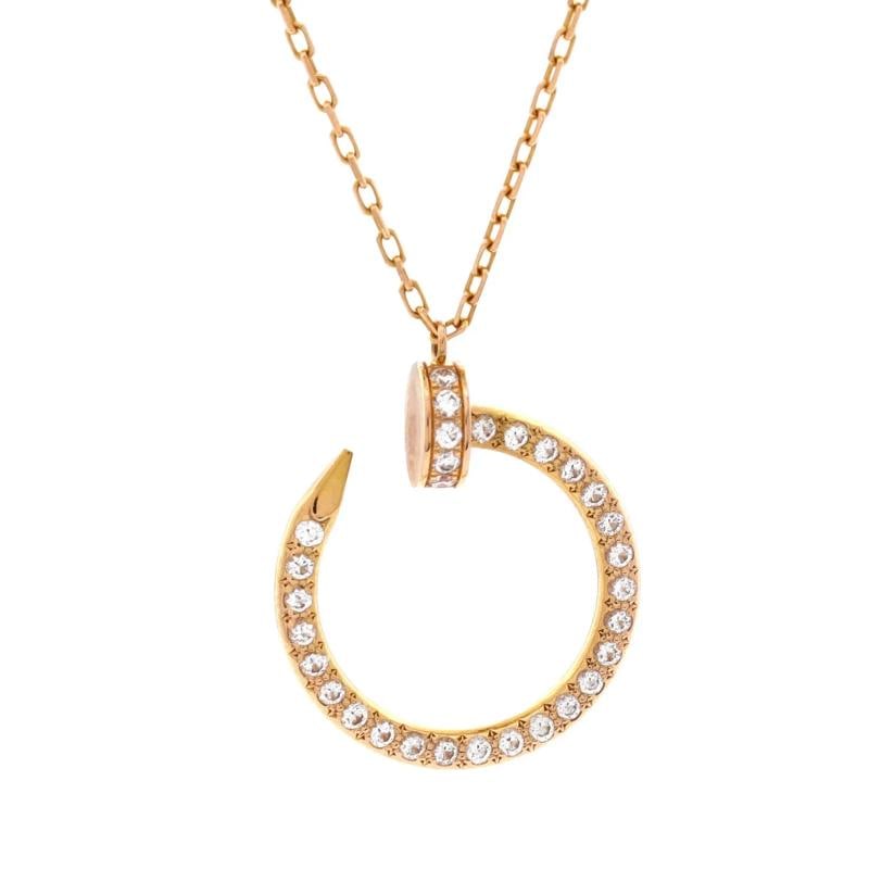 Cartier Juste un Clou Pendant Necklace 18K Rose Gold and Pave Diamonds: Condition: Pre-owned - Good,Brand: Cartier,Main Stone: Diamond,Metal: 18K Rose Gold,Metal Purity: 18K,Style: Pendant,Type: Necklace,Color: Rose Gold,Material: 18K Rose Gold, Diamond Condition: Very go