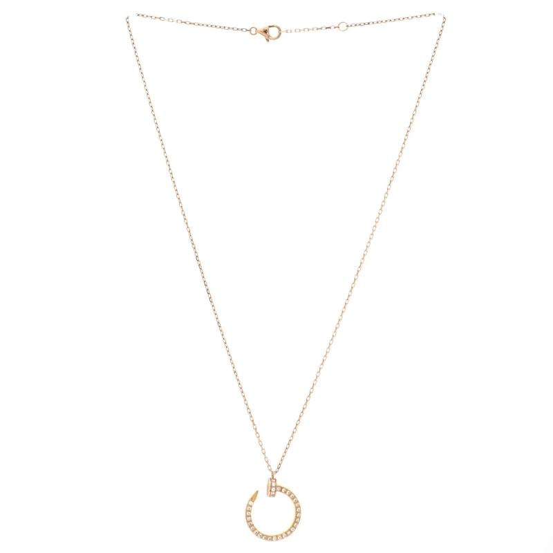 Cartier Juste un Clou Pendant Necklace 18K Rose Gold and Pave Diamonds - 2