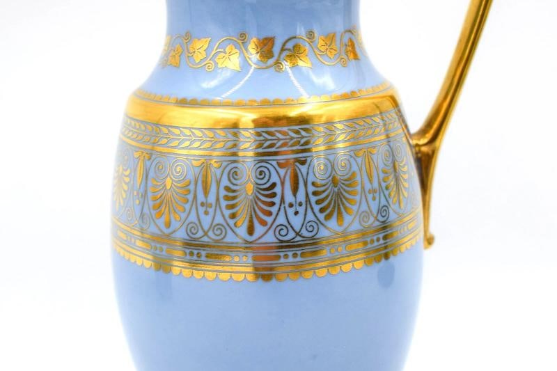 Antique Sevres 19th Century Fond Blue Agate Covered Sugar Bowl & Creamer - 9