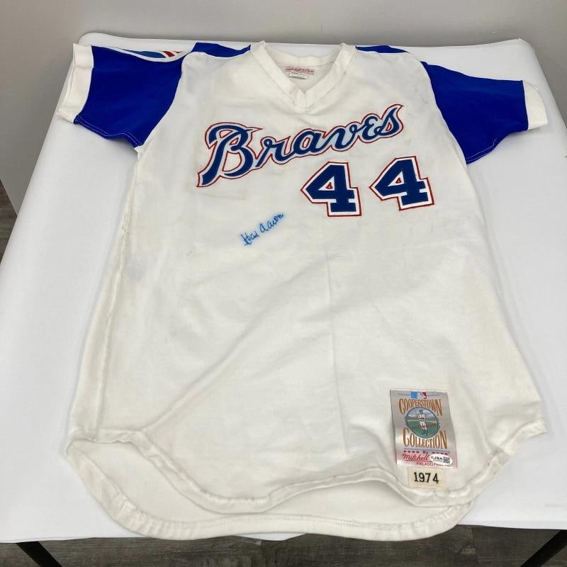 Hank Aaron Signed Authentic 1974 Mitchell & Ness Atlanta Braves Jersey JSA COA - 2