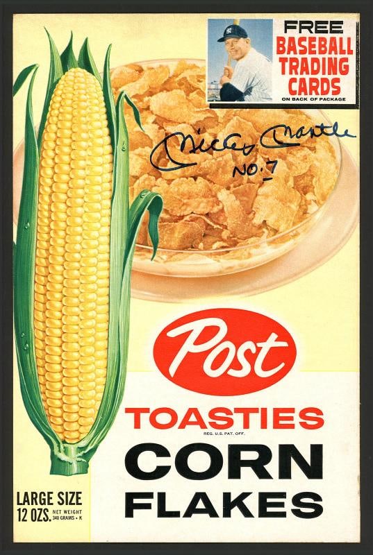 Mickey Mantle Autographed Original 1961 Post Corn Flakes Box "No. 7" PSA AH41040: Sport: Baseball,Product: Not Specified,Player: Mickey Mantle,Autograph Authentication: Professional Sports (PSA/DNA),Team: New York Yankees,Original/Reprint: Original,Country of Origin: United States
