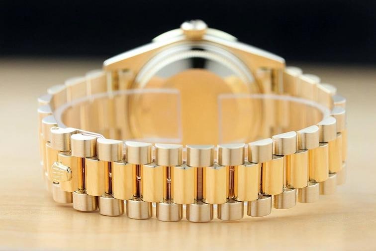 ROLEX DAY-DATE 18038 BLACK FACTORY DIAMOND 18K GOLD PRESIDENT 1.6 CT BEZEL WATCH - 6