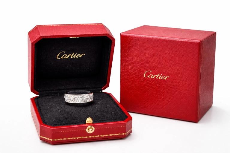 Cartier Love Ring 18K White Gold Diamond Pave Band Size 60 (US 9) - 2
