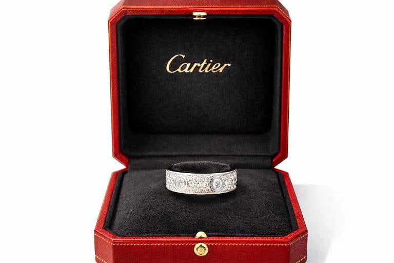 Cartier Love Ring 18K White Gold Diamond Pave Band Size 60 (US 9) - 7