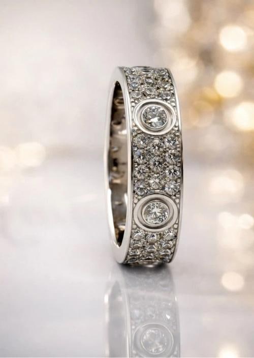 Cartier Love Ring 18K White Gold Diamond Pave Band Size 60 (US 9) - 8