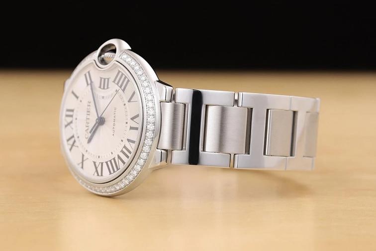 2018 CARTIER BALLON BLEU 36MM W4BB0017 SILVER ROMAN DIAMOND STEEL WATCH - 4