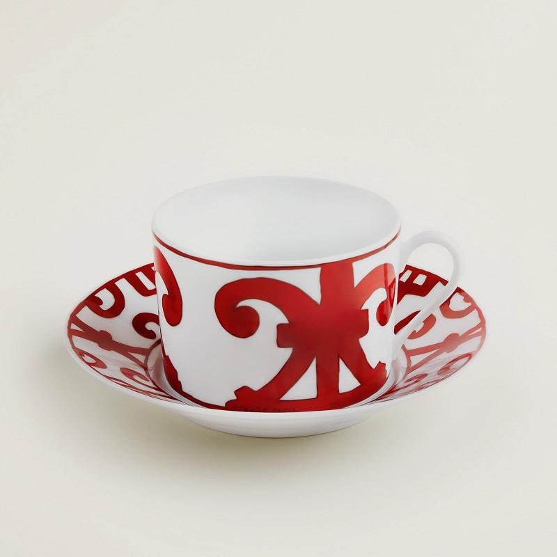 HERMES BALCON DU GUADALQUIVIR PAIR OF BKFAST CUPS & SAUCERS #P011015P BRAND NIB - 3