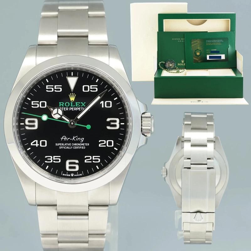 2024 NEW PAPERS Rolex Air-King 126900 Green Arabic 40mm Steel Oyster Watch Box: Condition: Pre-owned - Excellent,Brand: Rolex,Department: Men,Type: Wristwatch,,Country of Origin: Switzerland