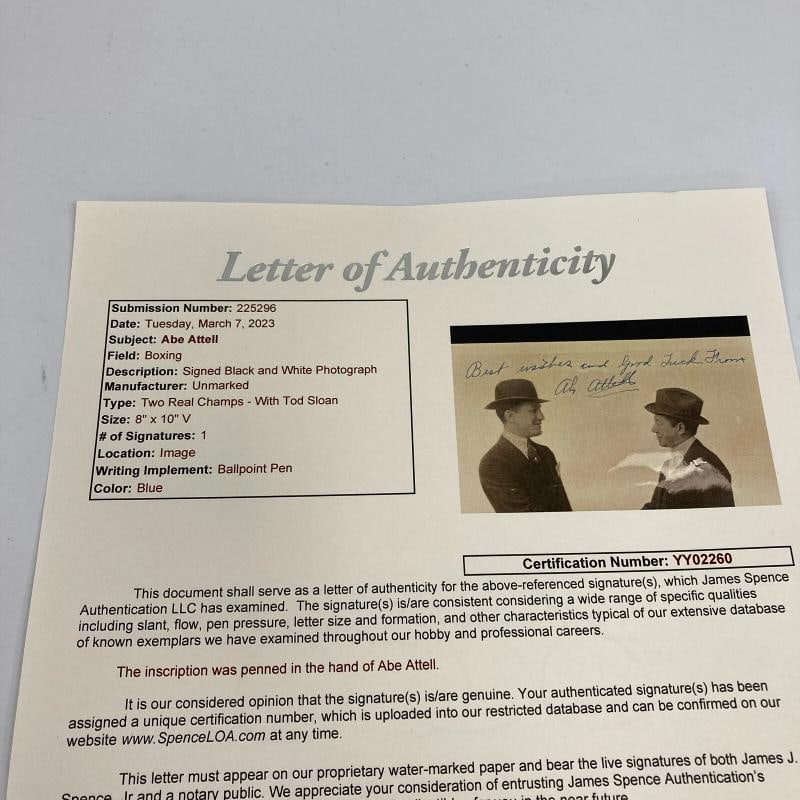 Abe Attell Signed Autographed 1920's 8x10 Photo Boxing Legend JSA COA - 5