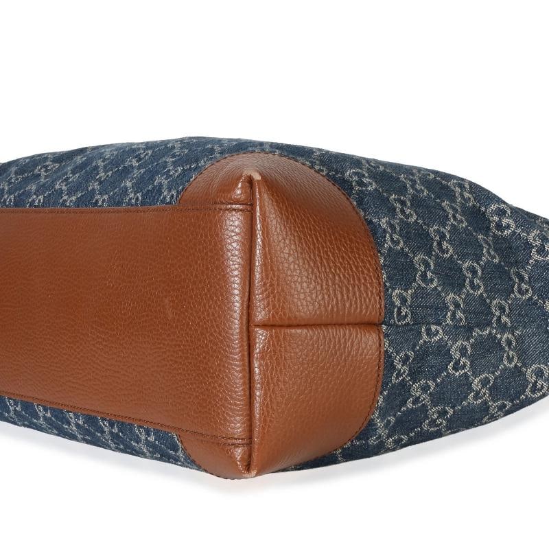 Gucci Blue New Denim GG Monogram Dollar Calfskin Medium Ophidia Shopping Tote - 5