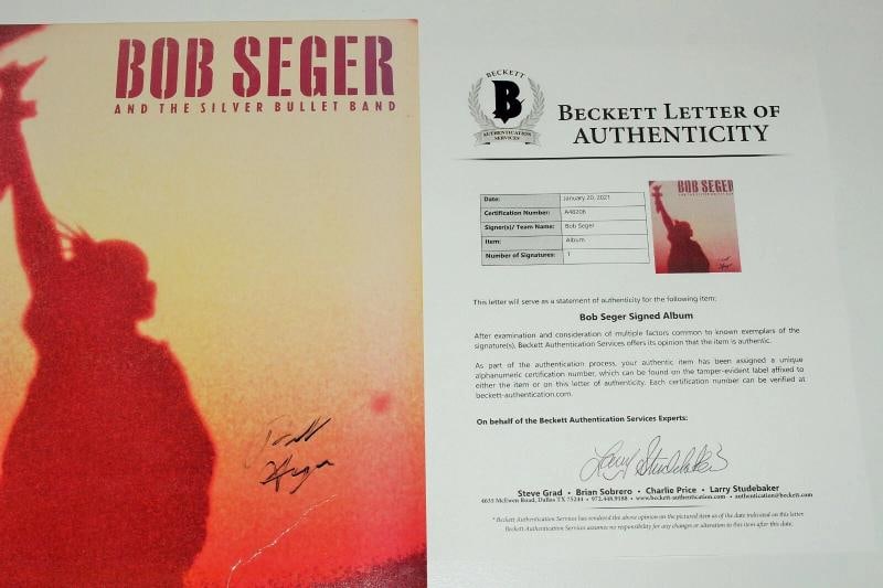 BOB SEGER SIGNED THE FIRE INSIDE ALBUM VINYL RECORD BECKETT COA AGAINST THE WIND - 3