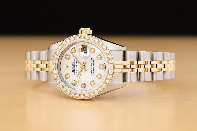 ROLEX LADIES DATEJUST 69173 MOTHER OF PEARL DIAL 18K GOLD STEEL DIAMOND WATCH - 2
