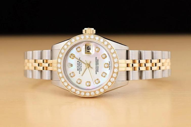 ROLEX LADIES DATEJUST 69173 MOTHER OF PEARL DIAL 18K GOLD STEEL DIAMOND WATCH - 3