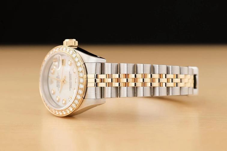 ROLEX LADIES DATEJUST 69173 MOTHER OF PEARL DIAL 18K GOLD STEEL DIAMOND WATCH - 4