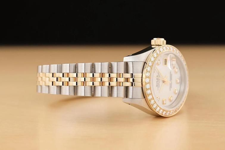 ROLEX LADIES DATEJUST 69173 MOTHER OF PEARL DIAL 18K GOLD STEEL DIAMOND WATCH - 7