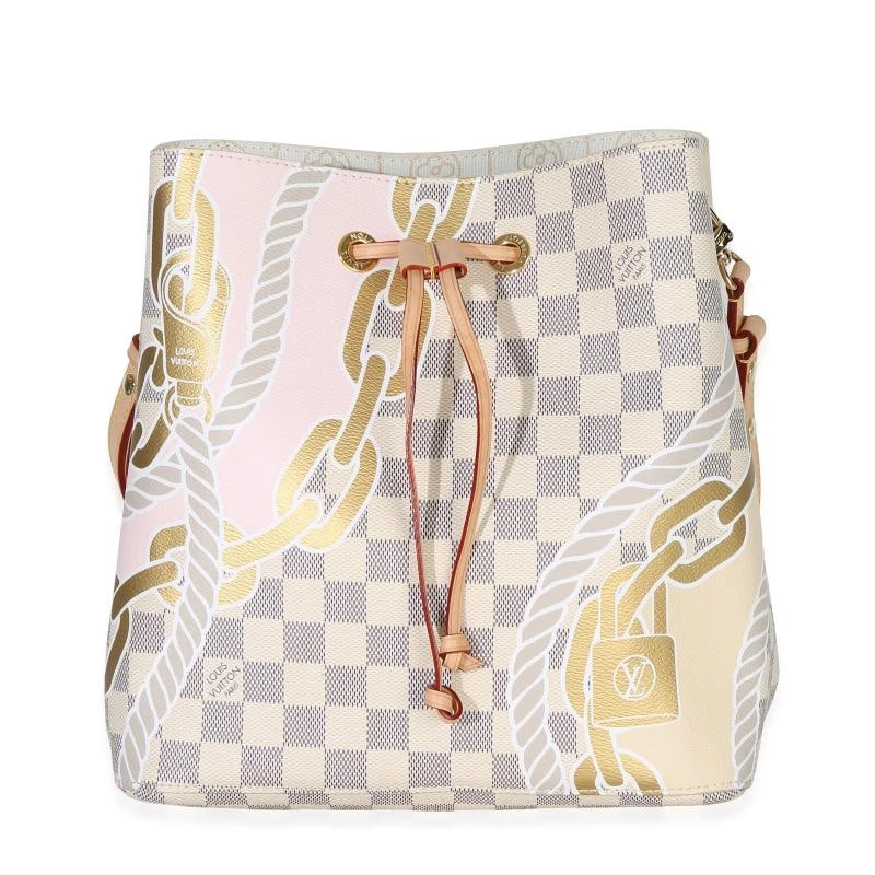 Louis Vuitton Damier Azur Canvas Nautical Ropes Neonoe MM: Condition: Pre-owned - Good,Country of Origin: France,Dimensions: 10 x 10 x 6.75,Handbag Accessories: Box;Dustbag;Receipt;Removable Straps,Bag Width: 10 in,Bag Depth: 6.75 in,Bag Height: 10