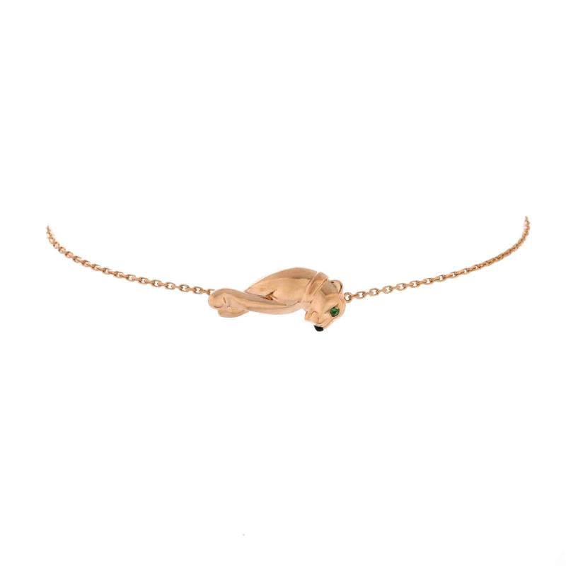Cartier Panthere de Cartier Single Chain Bracelet 18K Rose Gold with Tsavorite: Condition: Pre-owned - Good,Brand: Cartier,Main Stone: Unknown,Metal: 18K Rose Gold,Metal Purity: 18K,Style: Chain,Type: Bracelet,Color: Rose Gold,Material: Unknown