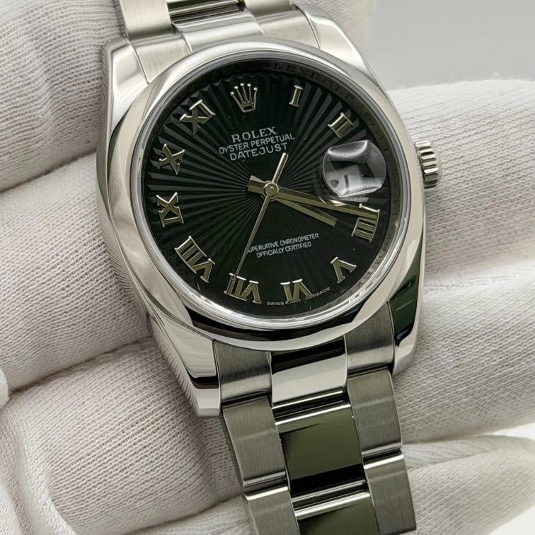 Rolex Datejust 116200 36mm Black Sunbeam Dial Stainless Steel Box - 2