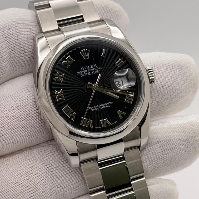 Rolex Datejust 116200 36mm Black Sunbeam Dial Stainless Steel Box - 5