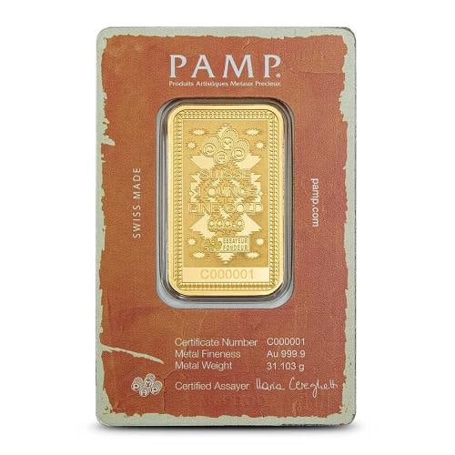 1 oz PAMP Suisse Yellowstone Cowboy Gold Bar (New w/Assay) - 2