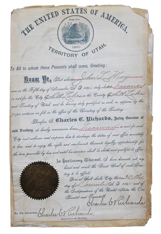 Brigham Young Signed 8x12.75 1870 Land Transfer Deed Document BAS #AE64447 - 4