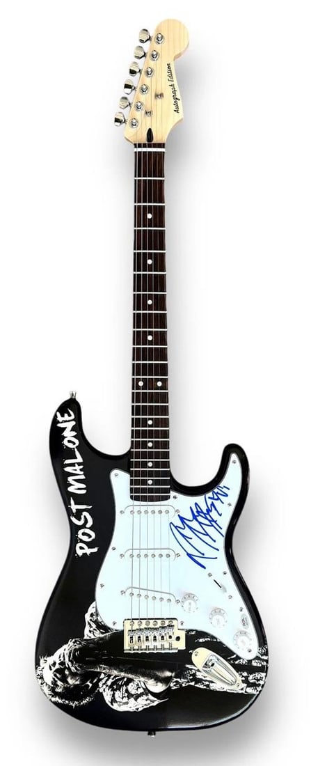 Post Malone Signed Guitar Custom Graphics PSA/DNA COA WHITE IVERSON F1 TRILLION - 2
