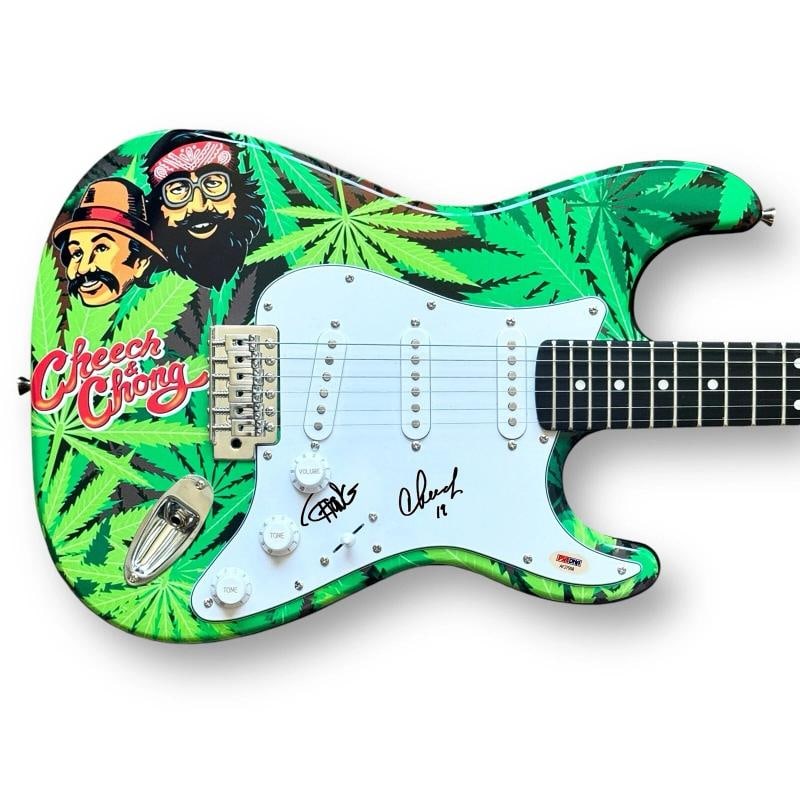 CHEECH AND CHONG Signed Guitar Custom 1/1 Graphics PSA COA (1 of 2)